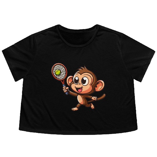 Monkeys in Tennis and Badminton Duel - Hilarious Flowy Cropped Tees