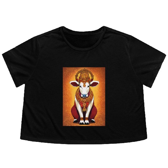 hindu cow goddes art Flowy Cropped Tees