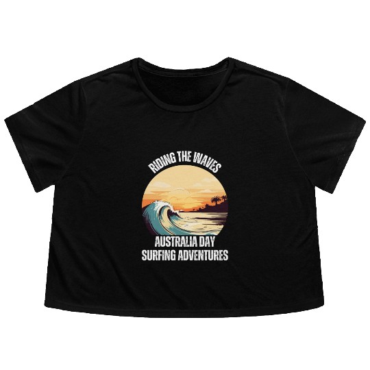 Riding the Waves: Australia Day Surfing Adventures Flowy Cropped Tees