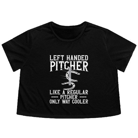 Left Hander Pitcher Horseshoe Pitching Flowy Cropped Tees
