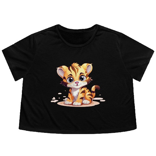 Cute Little Tiger Flowy Cropped Tees