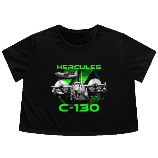 C-130 Hercules Military Aircraft Flowy Cropped Tees