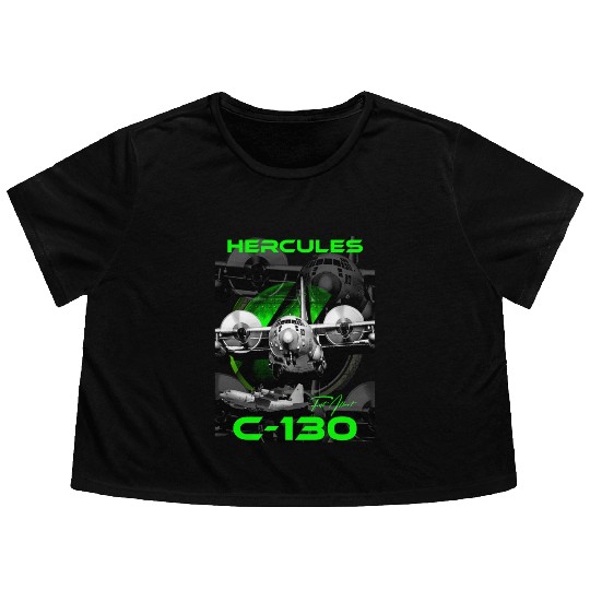 C-130 Hercules Military Aircraft Flowy Cropped Tees