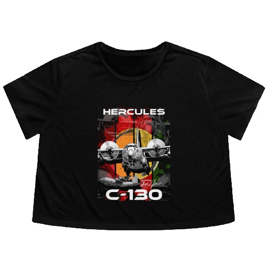 C-130 Hercules Military Aircraft Flowy Cropped Tees