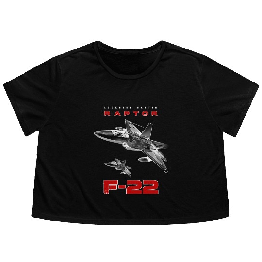F-22 Raptor Fighterjet Us Air Force Warbird Flowy Cropped Tees