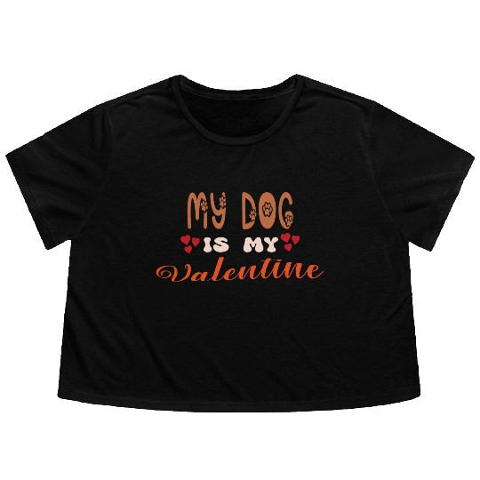 My Dog Is My Valentine Flowy Cropped Tees