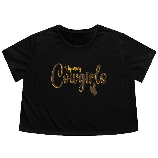 Wyoming Cow 'S Floral Script Flowy Cropped Tees