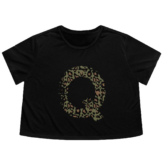 Q army camo design Flowy Cropped Tees
