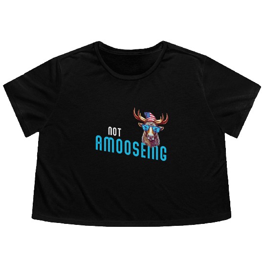 Not Amooseing Cool Moose Flowy Cropped Tees