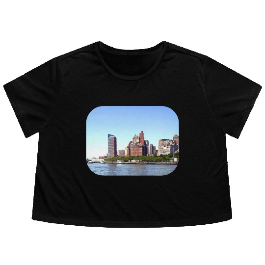 Manhattan NY - Manhattan Skyline on a Clear Day Flowy Cropped Tees