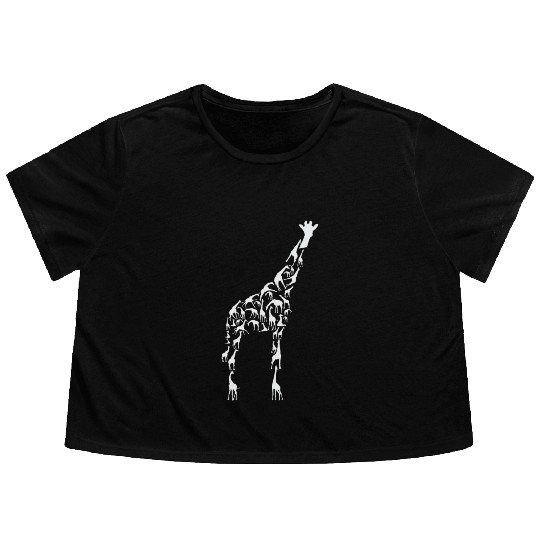 Giraffe Wildlife Africa Giraffes Silhouette Flowy Cropped Tees