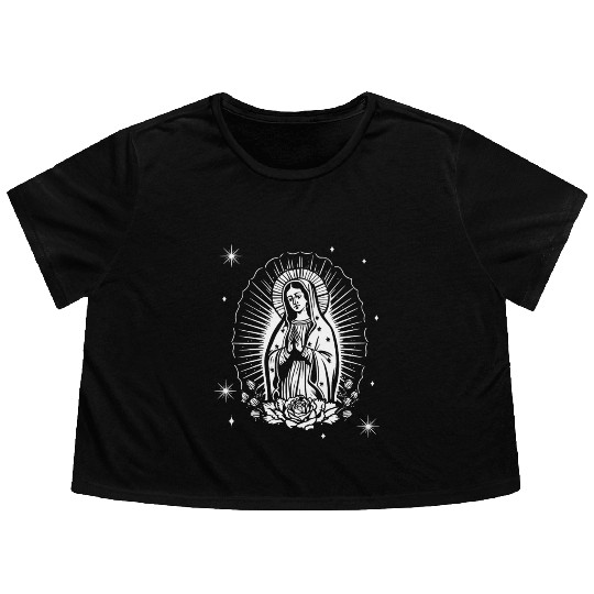 Virgen de guadalupe Flowy Cropped Tees