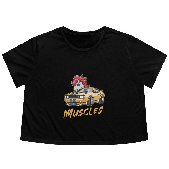 Pony car with muscles Flowy Cropped Tees