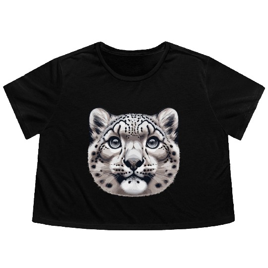 Snow Leopard Leopard White Leopard Flowy Cropped Tees