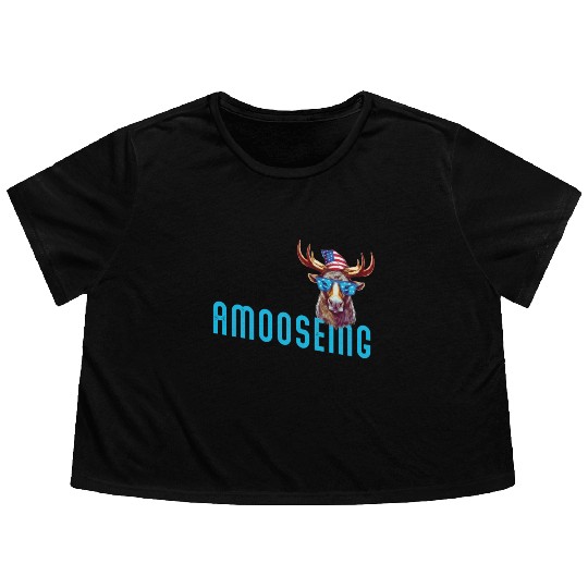 Not Amooseing Cool Moose Flowy Cropped Tees