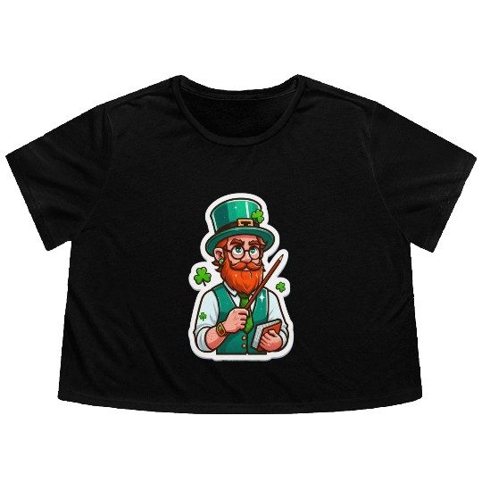 Irish bearded teacher, funny st patricks day Flowy Cropped Tees