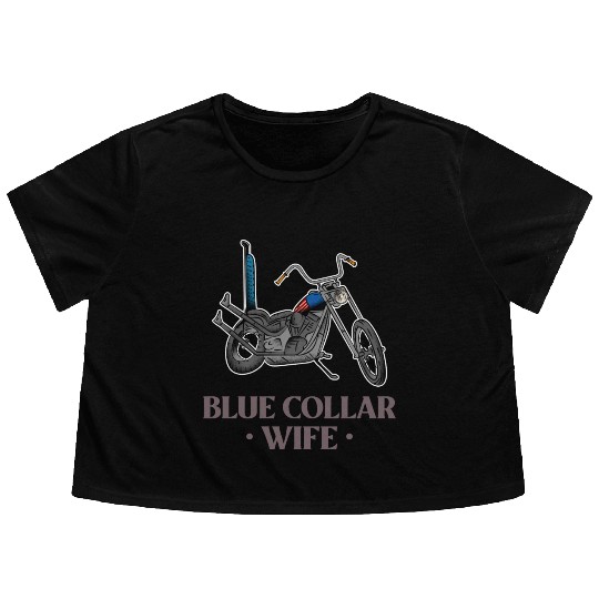 Blue Collar Wife Motorcycle Flowy Cropped Tees