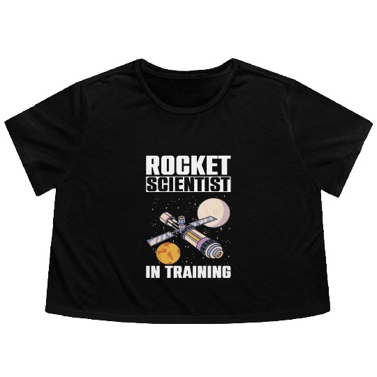 Rocket Scientist Studied Science In Training Flowy Cropped Tees
