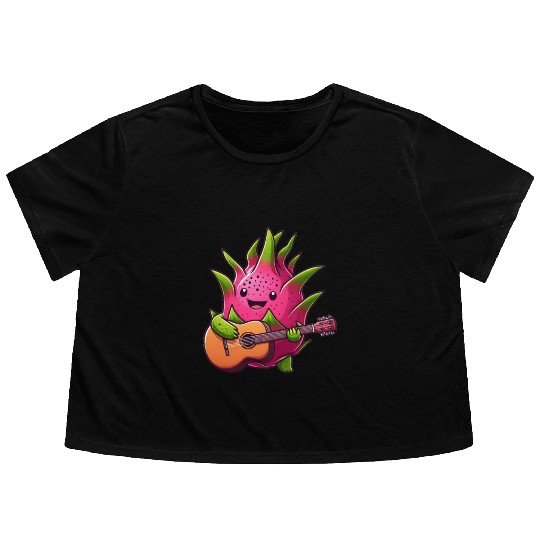 Dragon Fruit Jam: Playing the Guitar Flowy Cropped Tees