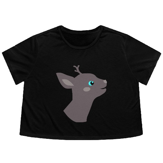Fantasy Deer Like Animal Head Vector 3 Colors Flowy Cropped Tees