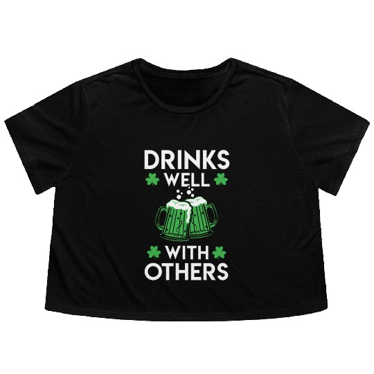 Green Beer St Patrick s Day Flowy Cropped Tees