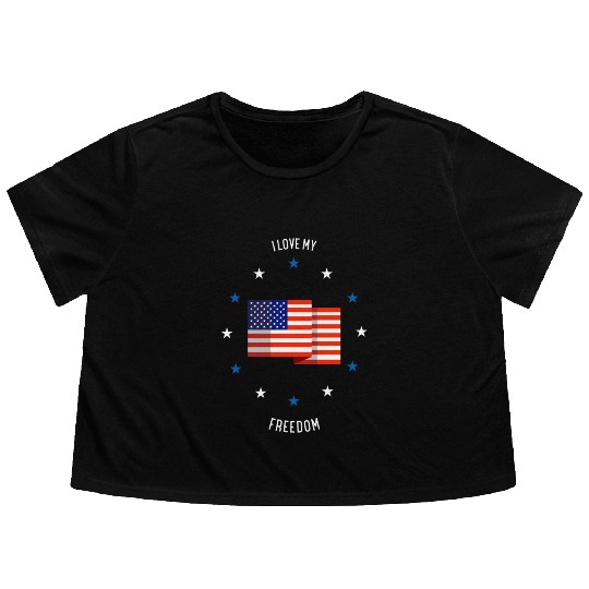 I love my freedom (pd6) Flowy Cropped Tees