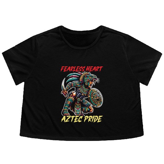 Aztec Jaguar Warrior Aztec Culture Indigenous Flowy Cropped Tees