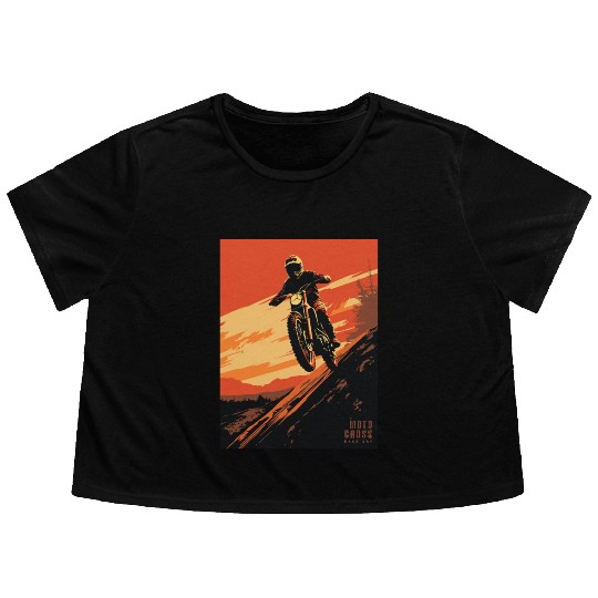 Sunset Motocross - Race Day Flowy Cropped Tees