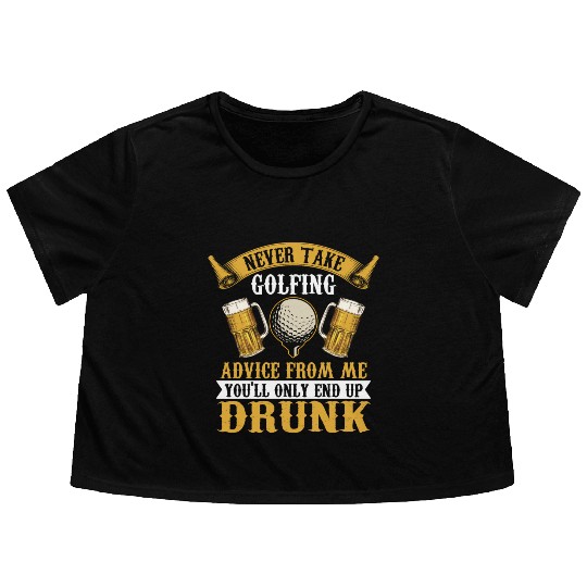 Funny golf beer golfing Flowy Cropped Tees