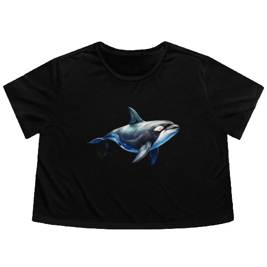 killer whale Flowy Cropped Tees