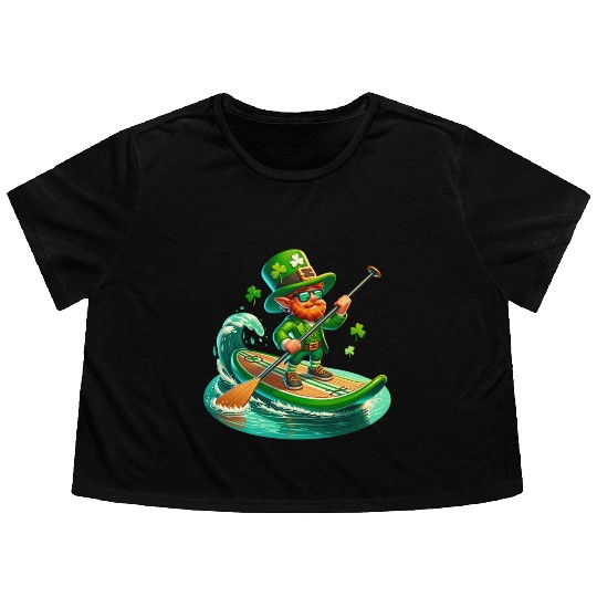 St. Patrick's Day Paddle Boarding Flowy Cropped Tees