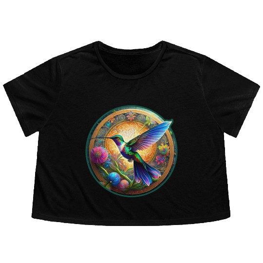 aiTee Hummingbird 01 Flowy Cropped Tees
