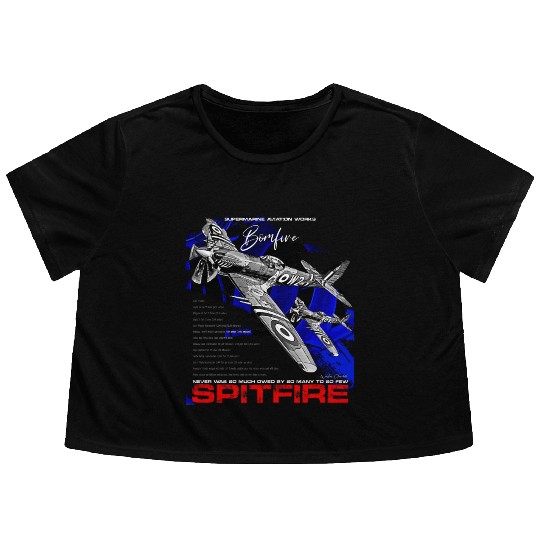 Spitfire Vintage English WW2 Fighter Aircraft Flowy Cropped Tees