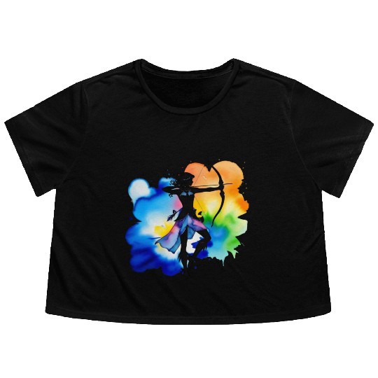 Color splash zodiac: Sagittarius Flowy Cropped Tees