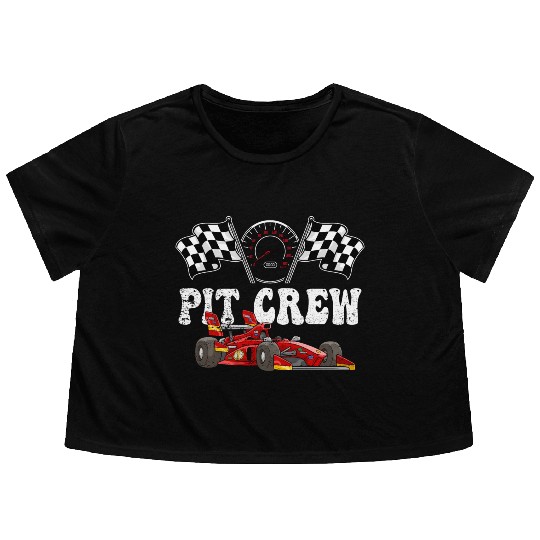 PIT CREW Race Car Flowy Cropped Tees - Hosting Parties