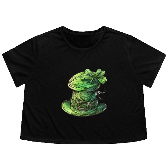 St Patrick Irish Green Hat Flowy Cropped Tees