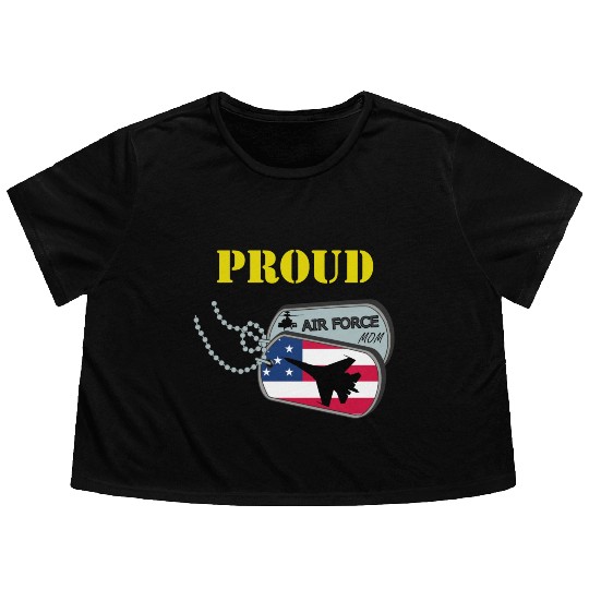 Proud Air Force Mom Flowy Cropped Tees