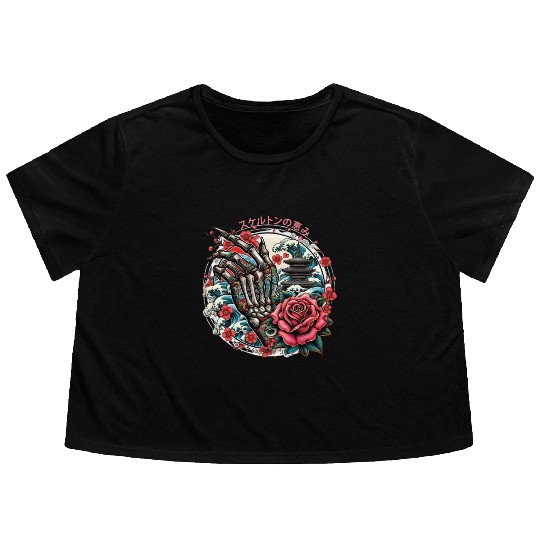 Skeleton's Sakura Flowy Cropped Tees
