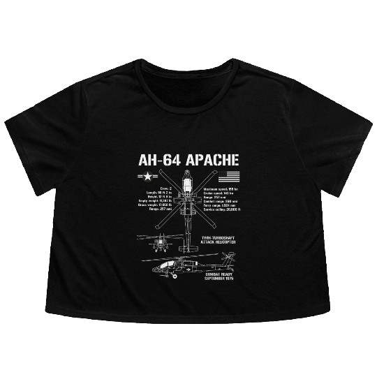 AH-64 Apache Attack Helicopter Specs Military AH64 Flowy Cropped Tees