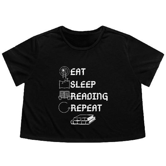 Eat Sleep Reading Repeat Book Flowy Cropped Tees