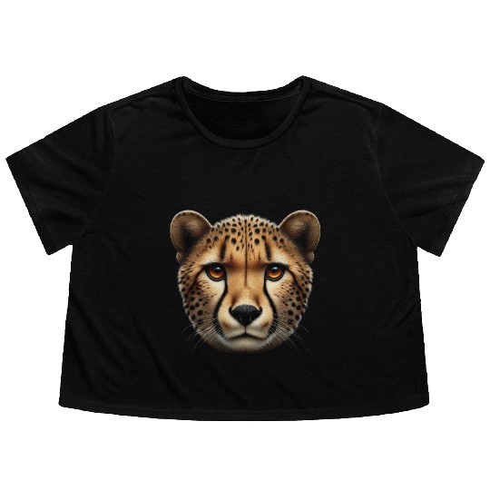 Cheetah Head Wildlife Flowy Cropped Tees