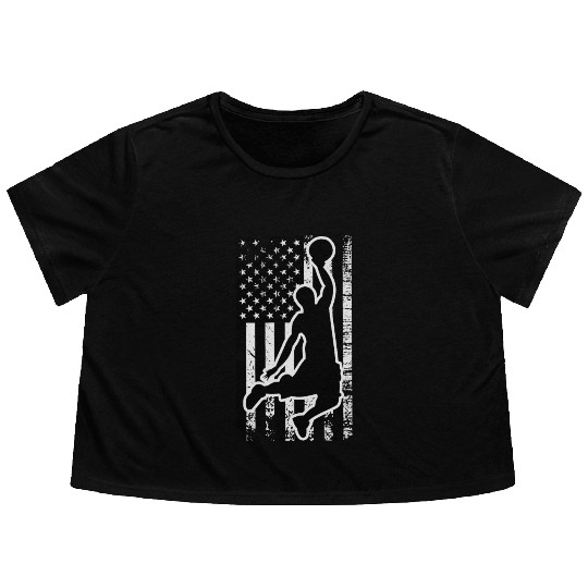 US Flag Basketball Flowy Cropped Tees