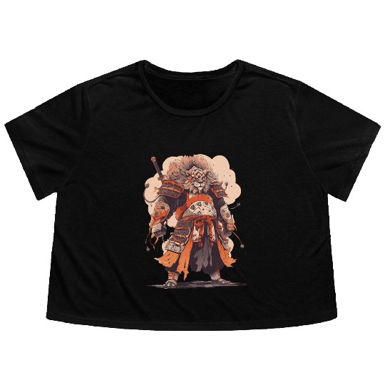Samurai Katana Sword Anime Lion Manga Warrior Flowy Cropped Tees