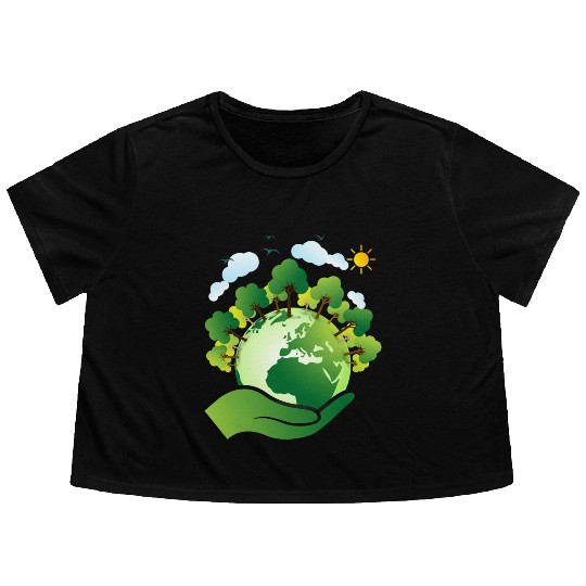 Earth day Flowy Cropped Tees