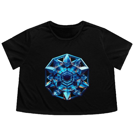 Sapphire Abstract Crystal Flowy Cropped Tees