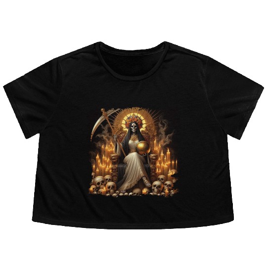 La Santa Muerte Saint Death Flowy Cropped Tees