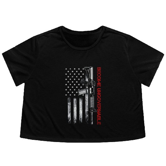 Become Ungovernable American USA Flag Flowy Cropped Tees