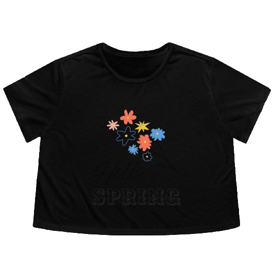 Hello Spring Flower Season Flowy Cropped Tees