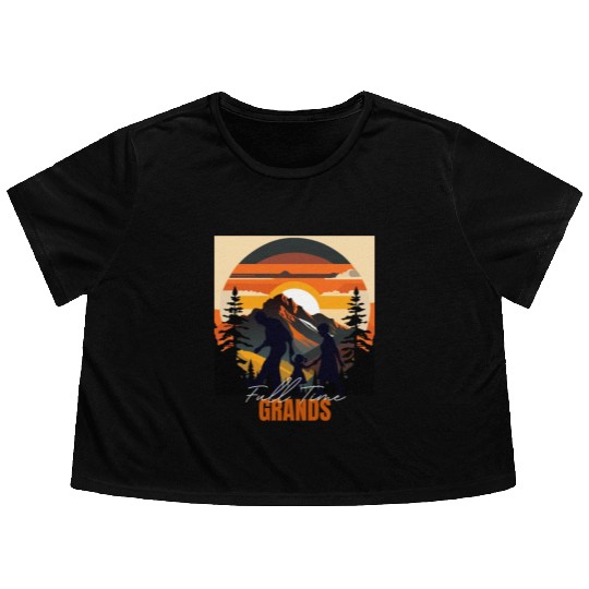 Full time Grands - Funny Grandparents Flowy Cropped Tees
