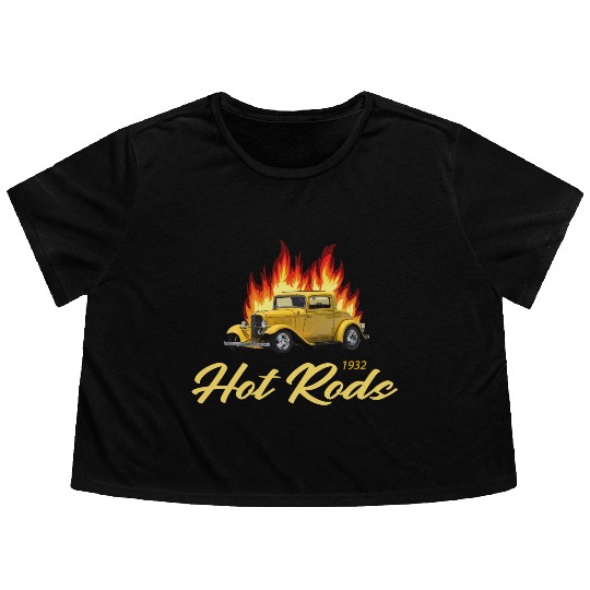 1932 VINTAGE HOT ROD CAR Flowy Cropped Tees
